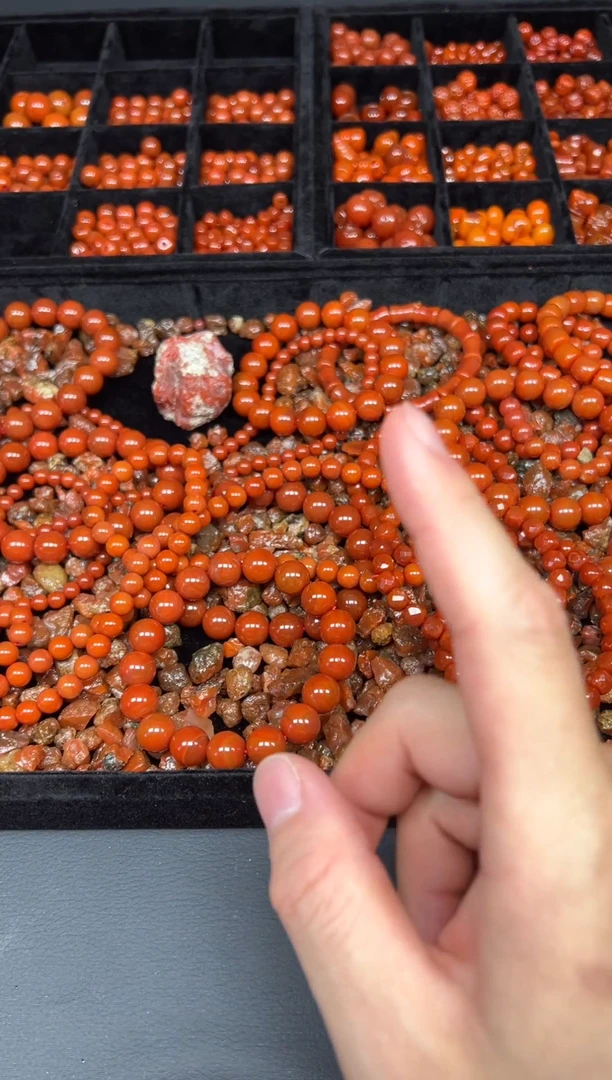 未镶嵌圆珠南红玛瑙圆珠樱桃红 6mm单圈