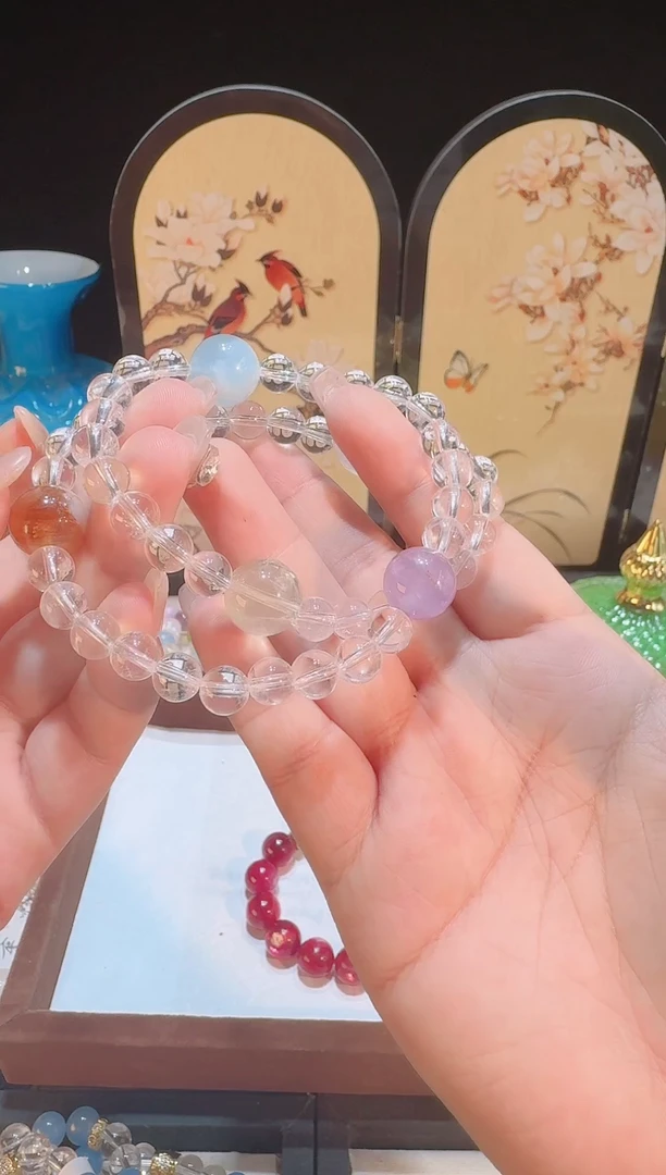 烟晶手链银S925镶嵌手串