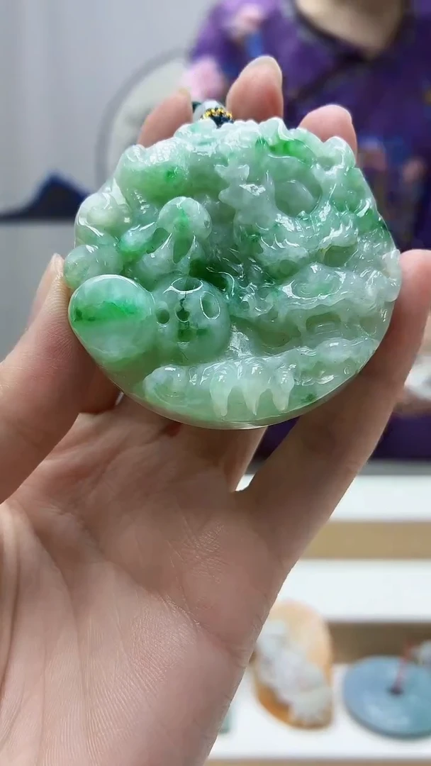 未镶嵌定制翡翠4812zm-毛货挂件38龙牌