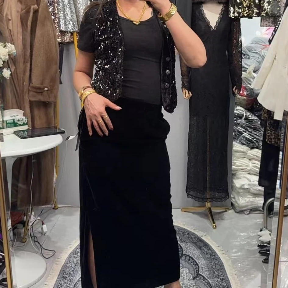 2025款网红爆款亮片马甲两件套