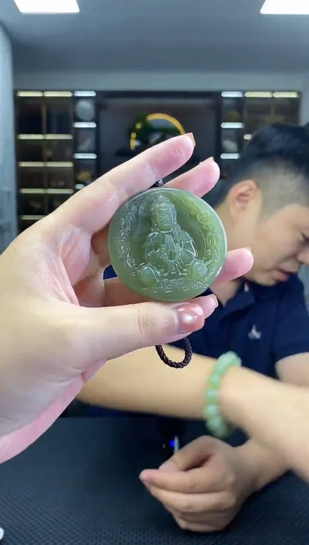 颈饰未镶嵌和田玉观音清货2
