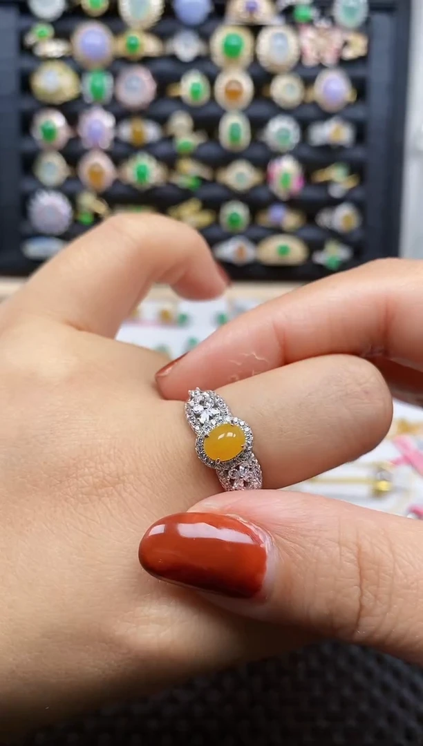 银S925镶嵌戒指翡翠445