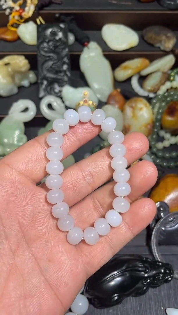 未镶嵌手串和田玉自**翔卡10算盘珠