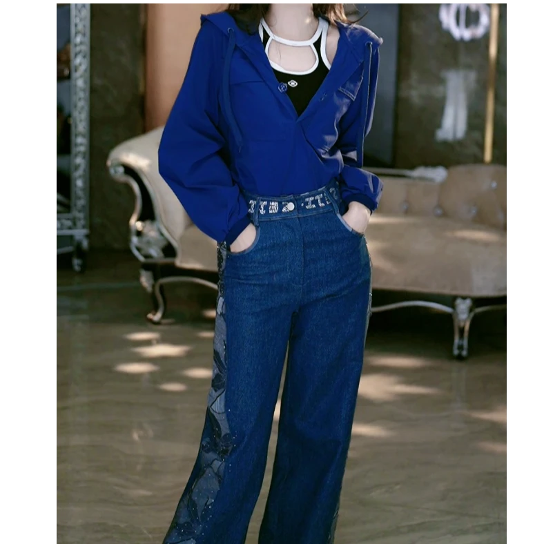 2-22【潮流日记】时尚休闲百搭气质牛仔直筒阔腿裤