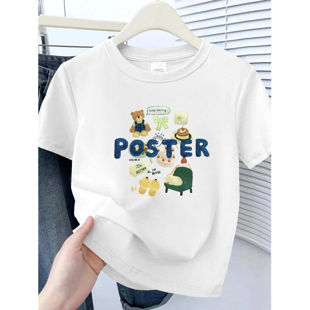 正肩小个子百搭减龄印花短袖T恤女夏季2025爆款洋气设计感上衣ins