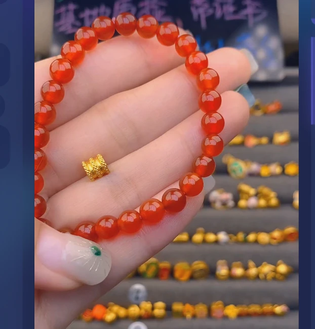 足金999小蛮腰*2玛 瑙手串/ 多样性发