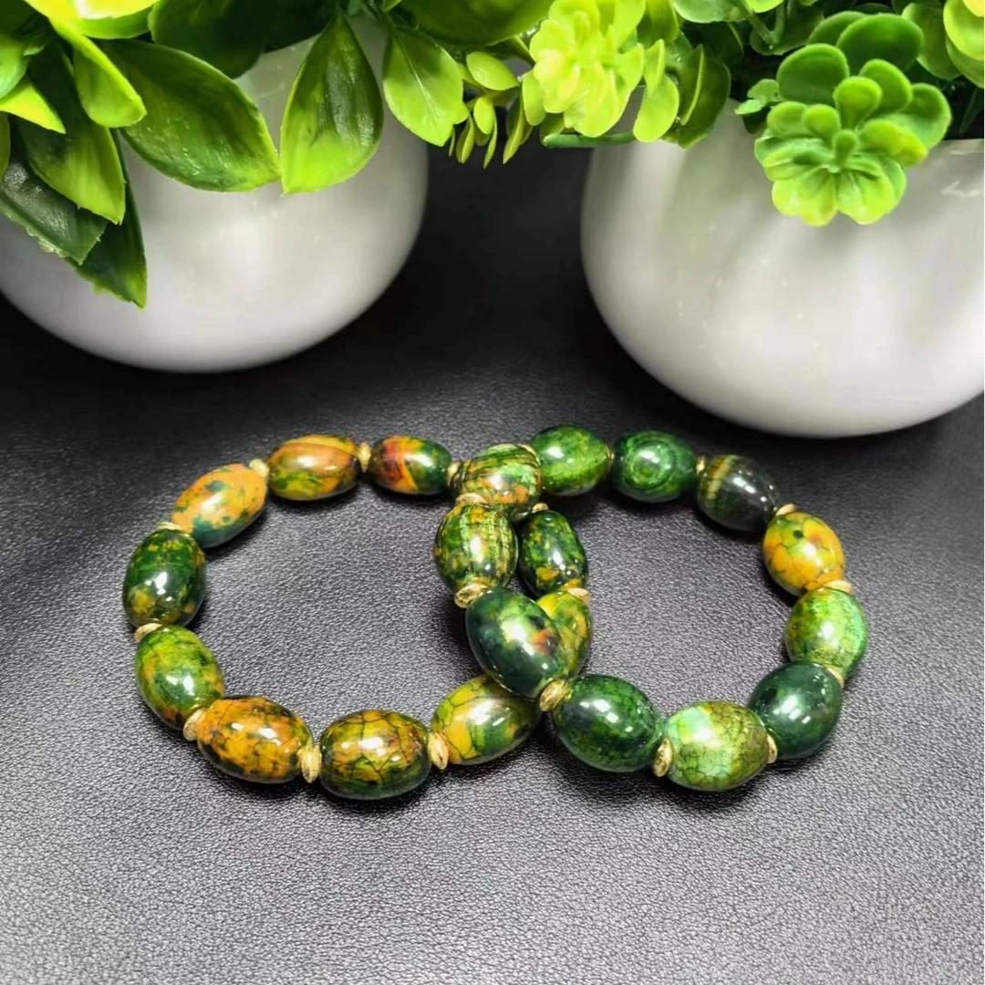 S6775【福嘟嘟】玄武益母草绿桶珠玛瑙手串-多样性只发一件