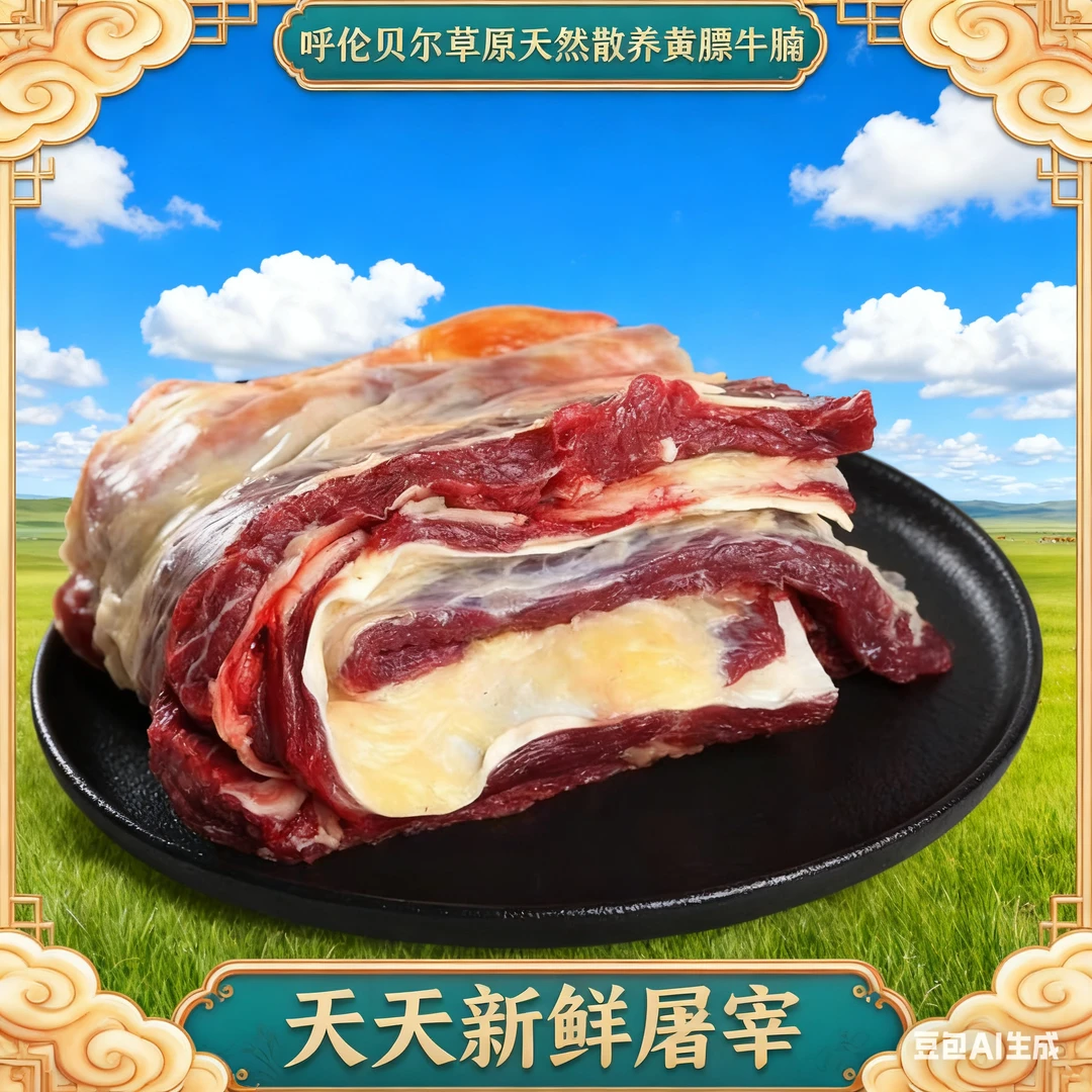 鲜牛肉生鲜荒野牛肉牛腩肉整块黄膘牛肉质鲜美好味道