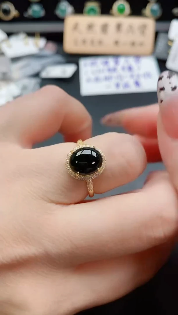 银S925镶嵌戒指翡翠1