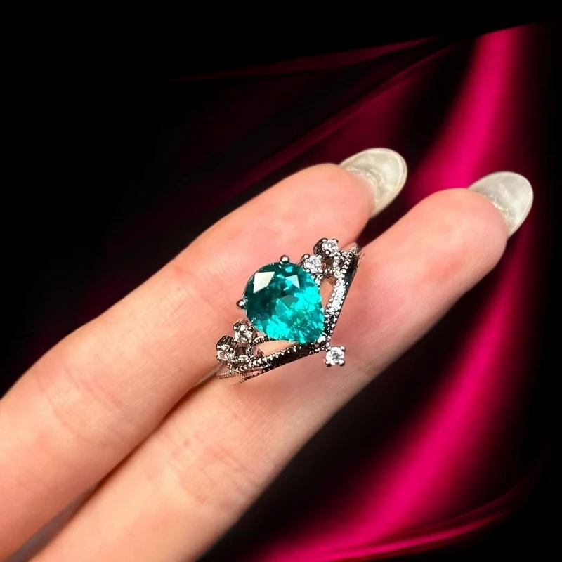 瑾萱高订名饰130-轻奢培育帕拉伊巴精切合金戒指