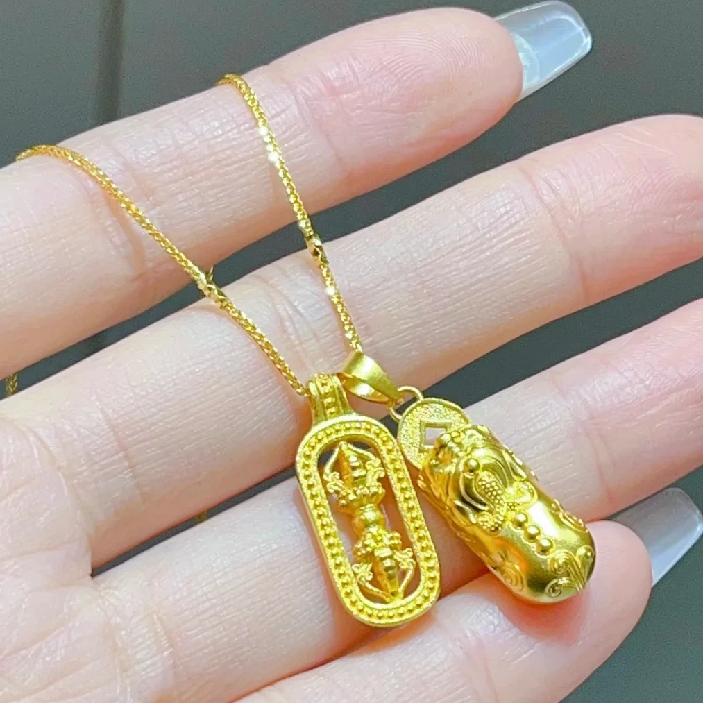 【潮万福】足金貔貅金刚杵吊坠项链锁骨链高级气质百搭