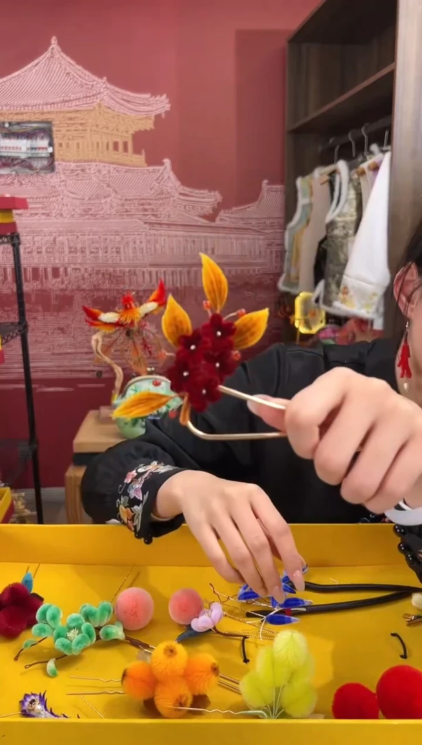 【闪购商品】刺绣非遗绒花（发饰）
