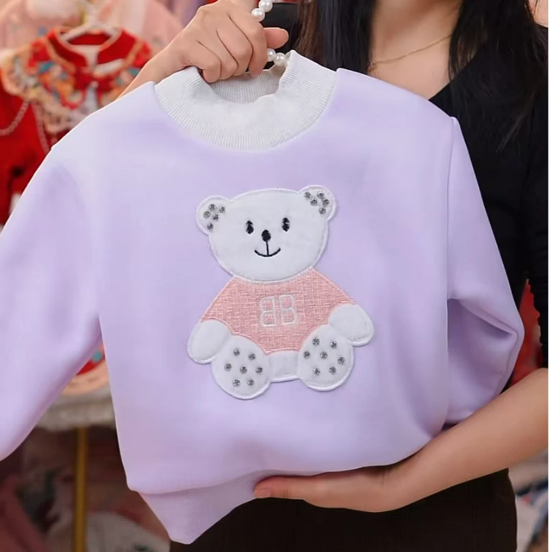 【香芋紫小熊闪钻-卫衣】-新款2025韩系秋款新款长袖