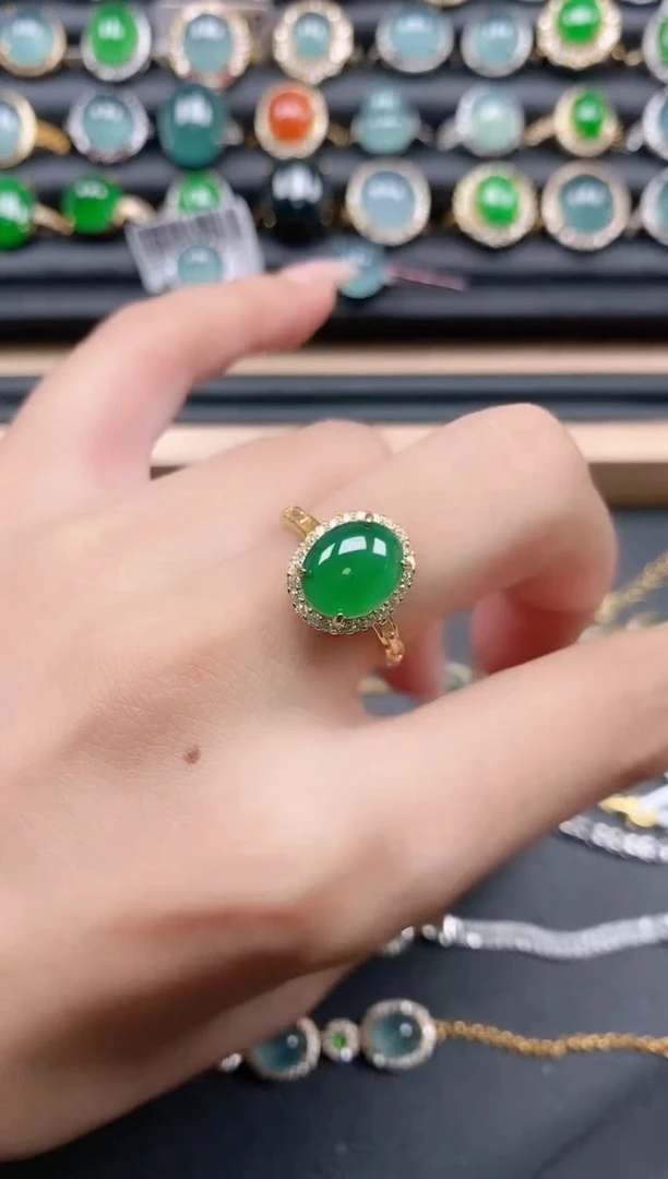 翡翠戒指银S925镶嵌1111111