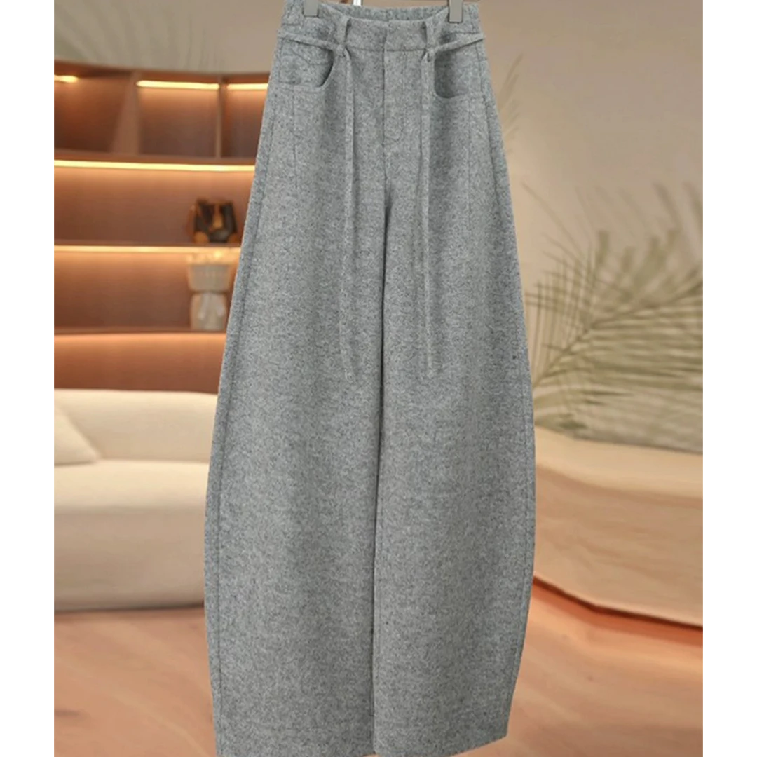 羊毛休闲弯刀裤女2025新款秋冬加厚香蕉裤高腰休闲阔腿裤子L1235