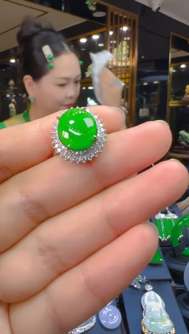 翡翠戒指银S925镶嵌002（多样性发其一）