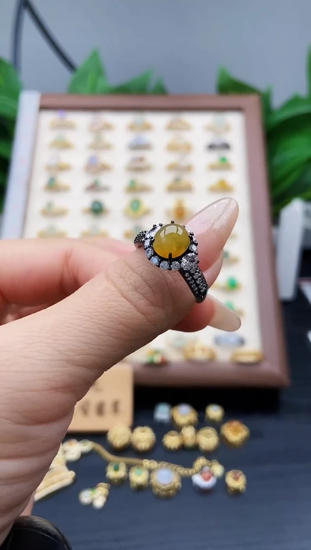 银S925镶嵌戒指翡翠12