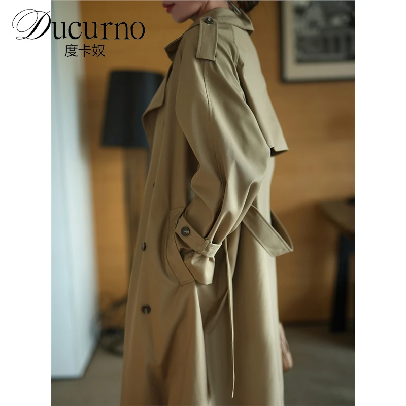 英伦风长款气质风衣外套女秋季新款经典卡其色高端休闲垂坠感大衣