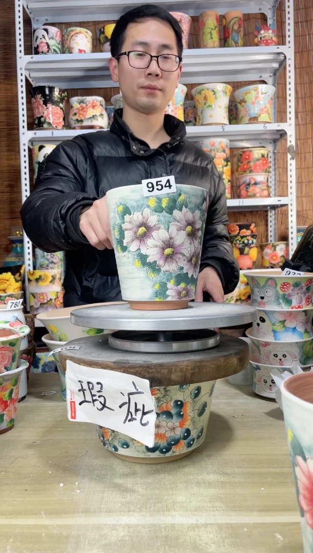 【闪购商品】摆件954陶花岛多肉陶瓷花盆罐——微瑕