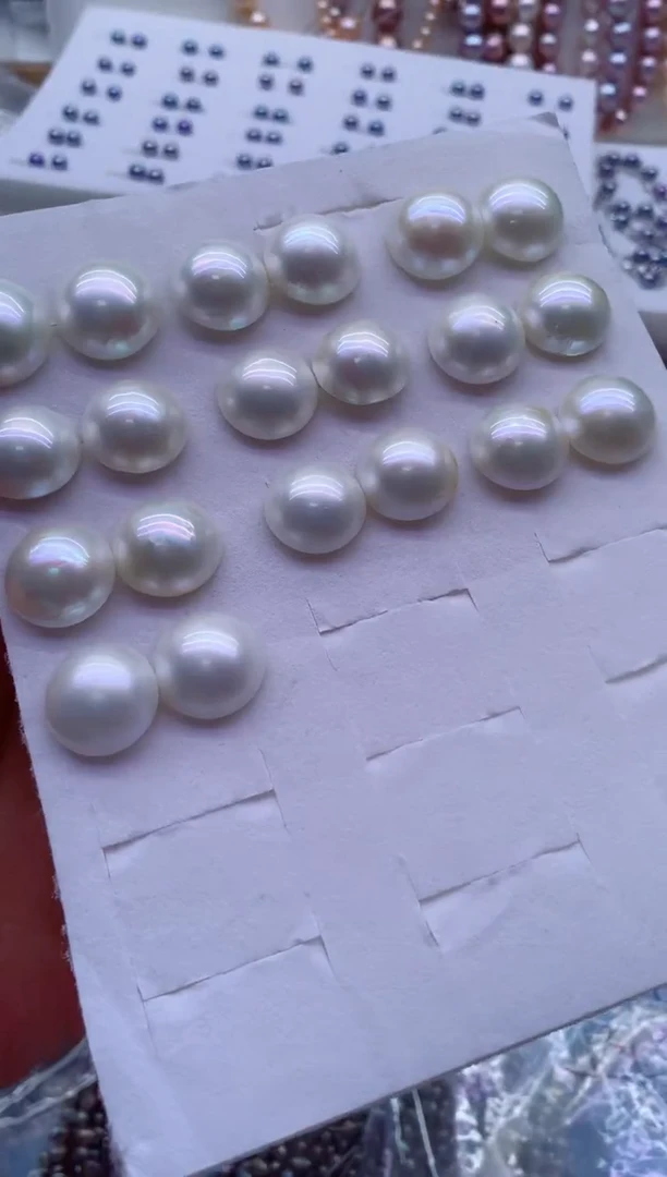 耳钉银S925镶嵌拼合珍珠（马贝珠）多样性发其一，非无暇