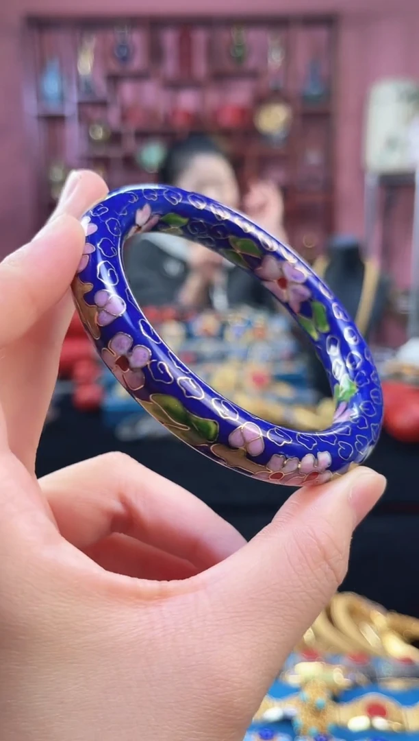 非遗 景泰蓝棍镯 60/宽版 宝蓝