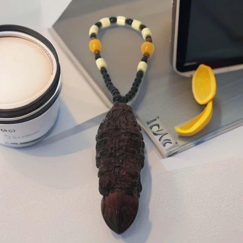 紫檀木手把件降魔杵精工雕刻大黑天挂件金刚杵