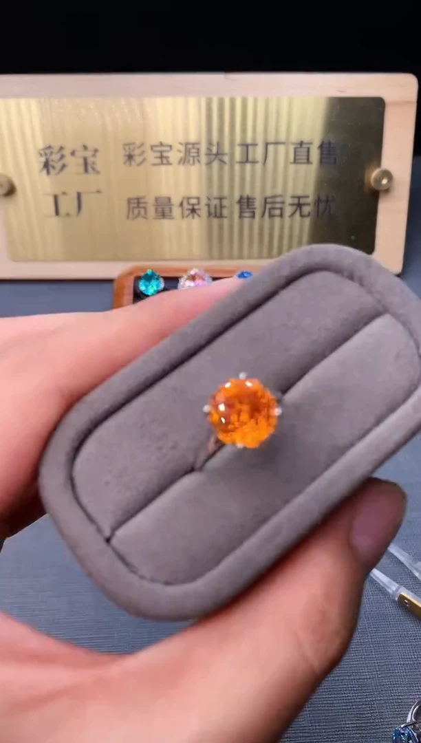 银S925镶嵌戒指石榴石（芬达石）2222