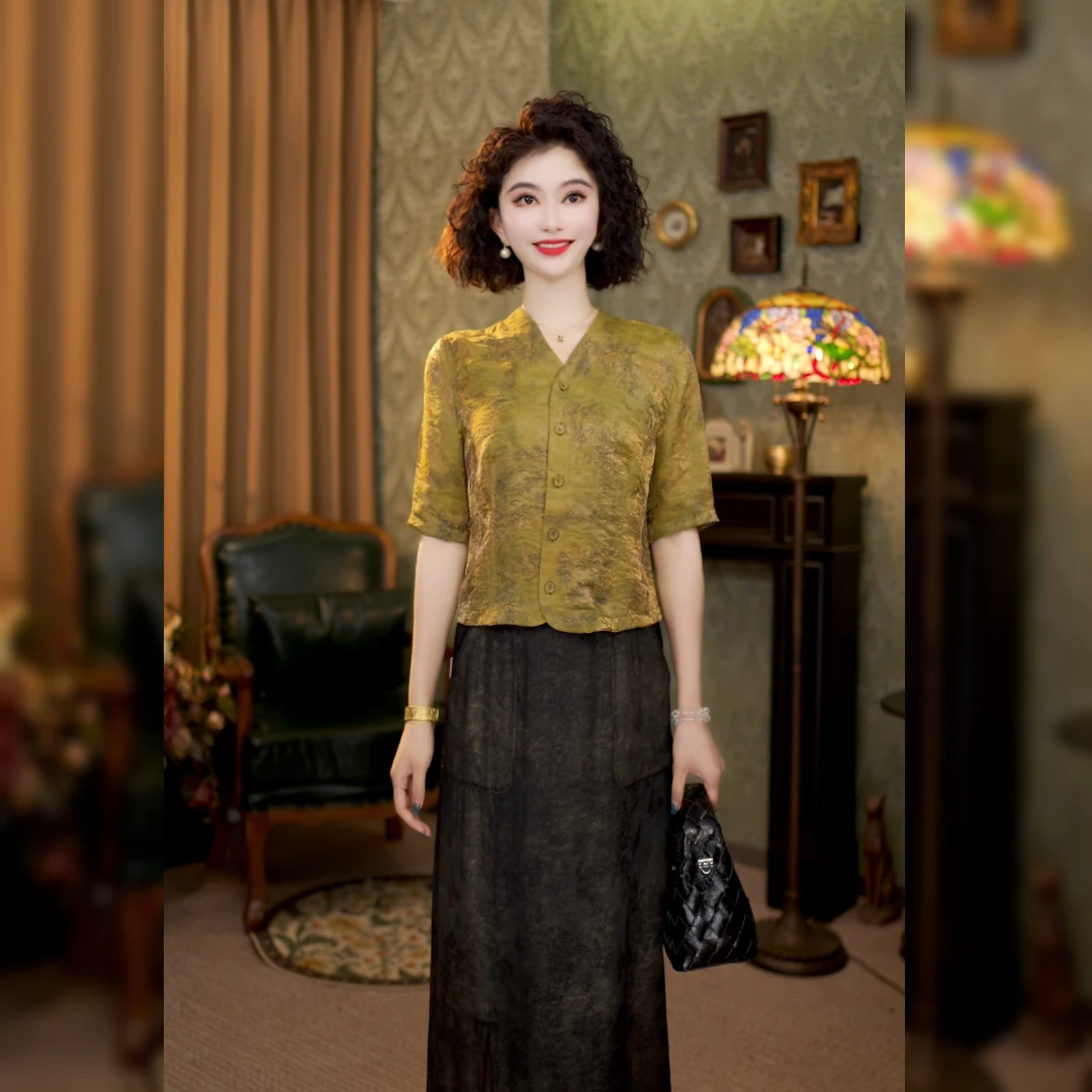 2025年夏季新款中式轻薄休闲T恤上衣女LY-G8265