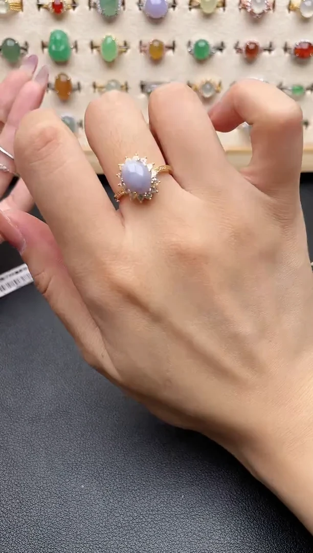 【闪购商品】翡翠戒指银S925镶嵌一物一证一礼盒