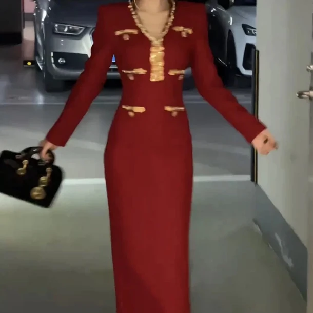 盛雅姿新款时尚显瘦小香风高级感连衣裙10084