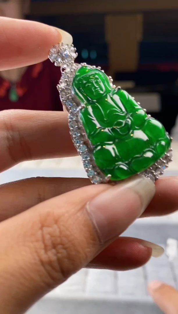 翡翠银S925镶嵌颈饰天然翡翠拍一发一多样性发货