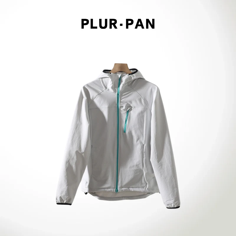 PLUR·PAN机能风连帽四面弹情侣宽松冲锋衣