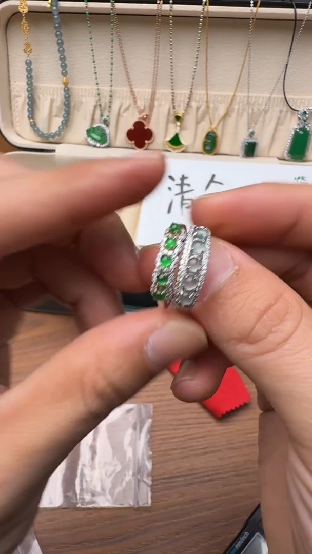 银S925镶嵌戒指翡翠戒指