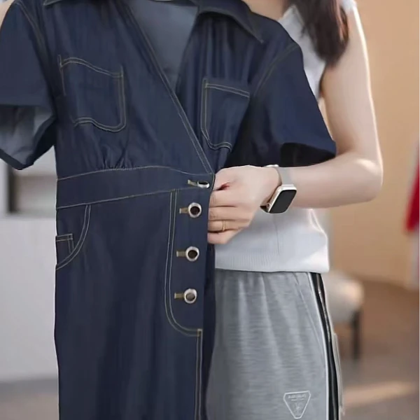 【陈大可】新款百搭复古显瘦减龄牛中长款仔连衣裙M534111900