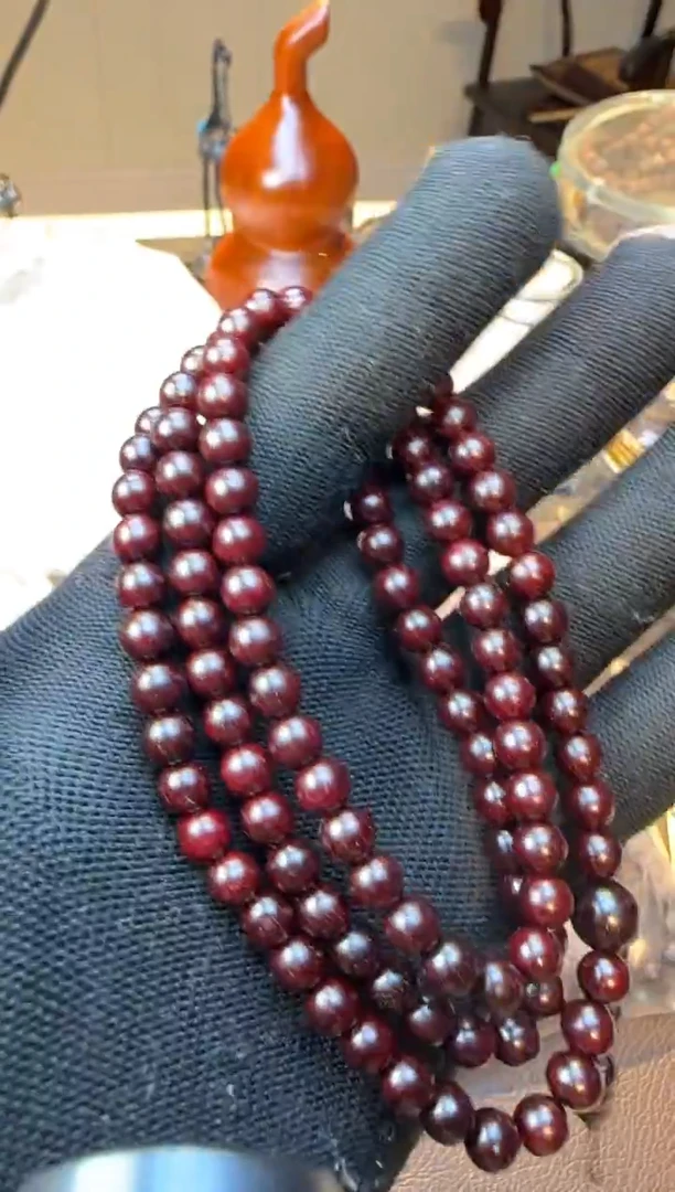 木450小叶紫檀鸡血红多圈6mm满星多样性发其一