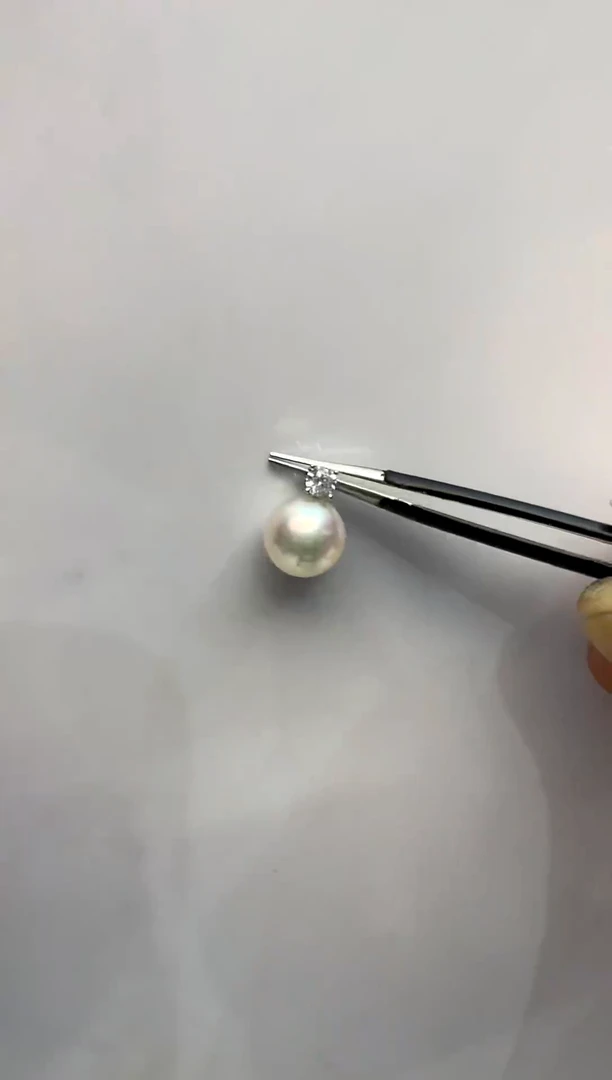 海水珍珠18K金镶嵌颈饰8-9