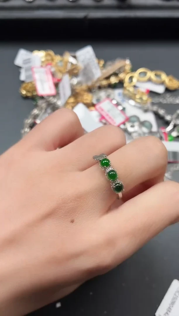 银S925镶嵌戒指翡翠11