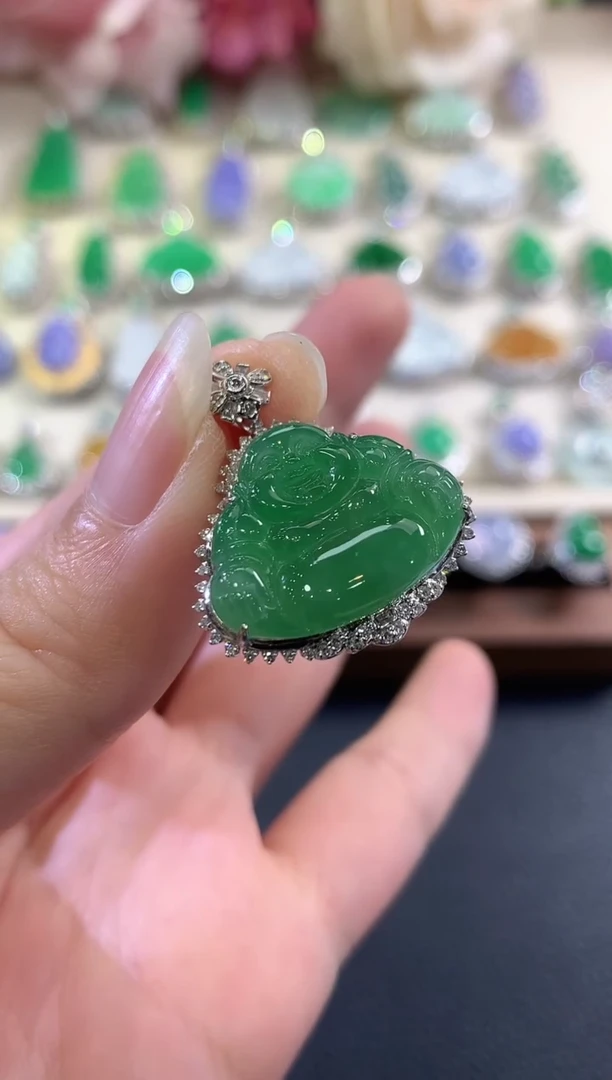 吊坠(不含链)18K金镶嵌翡翠b88