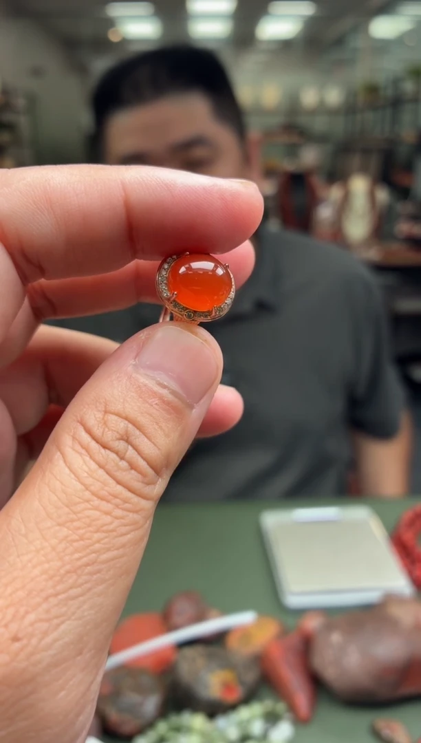 南红玛瑙银S925镶嵌戒指一个 多样性发货