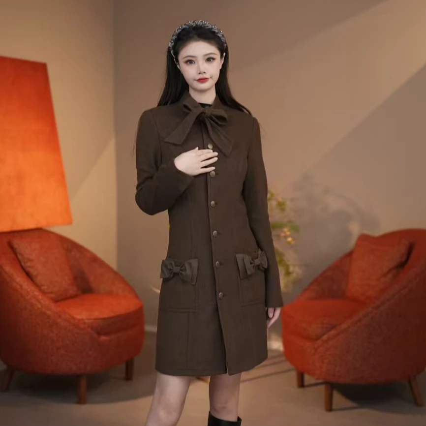 GIRDEAR/哥弟风衣外套秋冬新款高个子加长版英伦风大衣140073