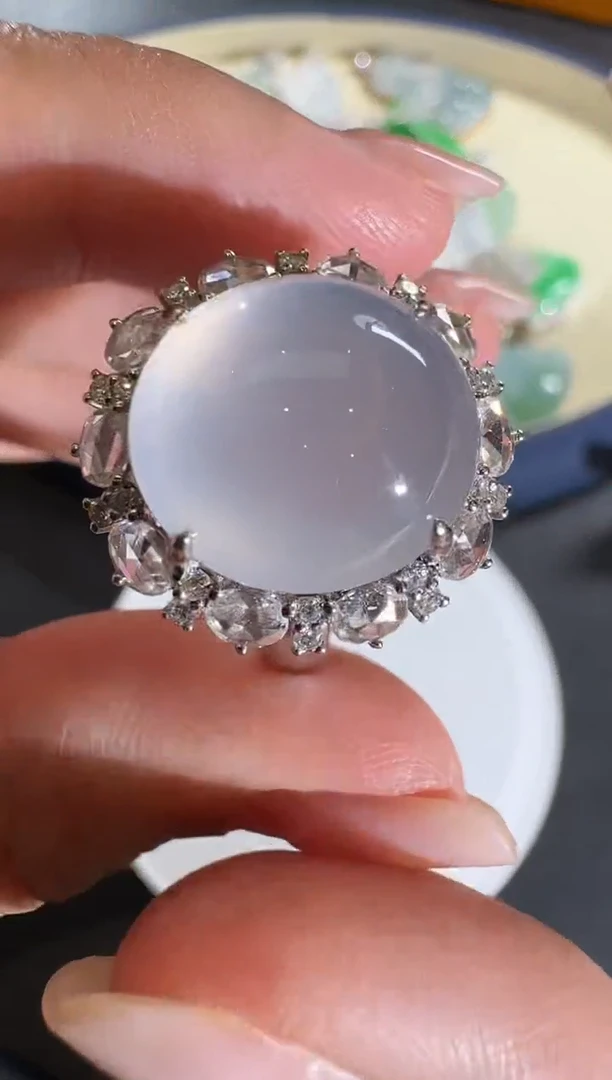 【闪购商品】翡翠戒指18K金镶嵌【源头工厂】钻石镶嵌