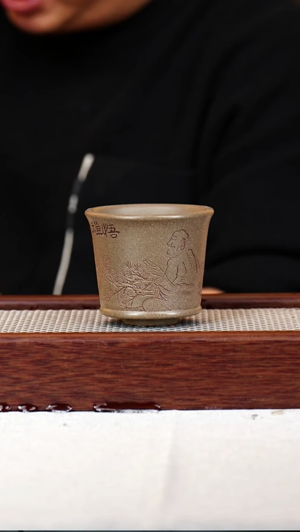 茶杯紫砂宜兴紫砂主人杯 纯手刻绘 140CC 0079