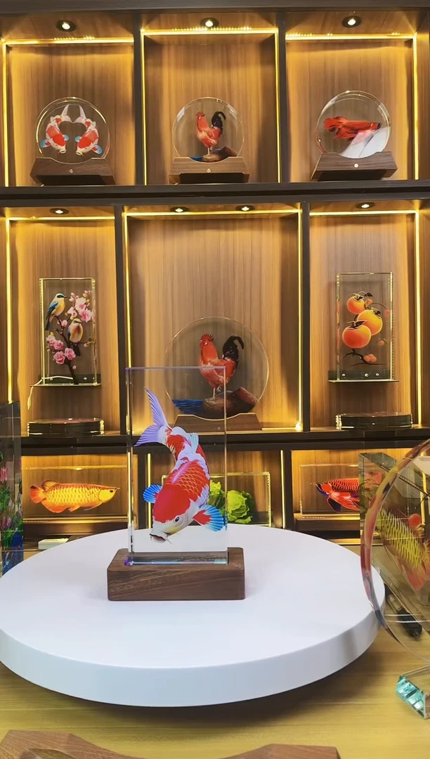 有机玻璃用****7细微尺寸20*10*4鲤鱼+底座