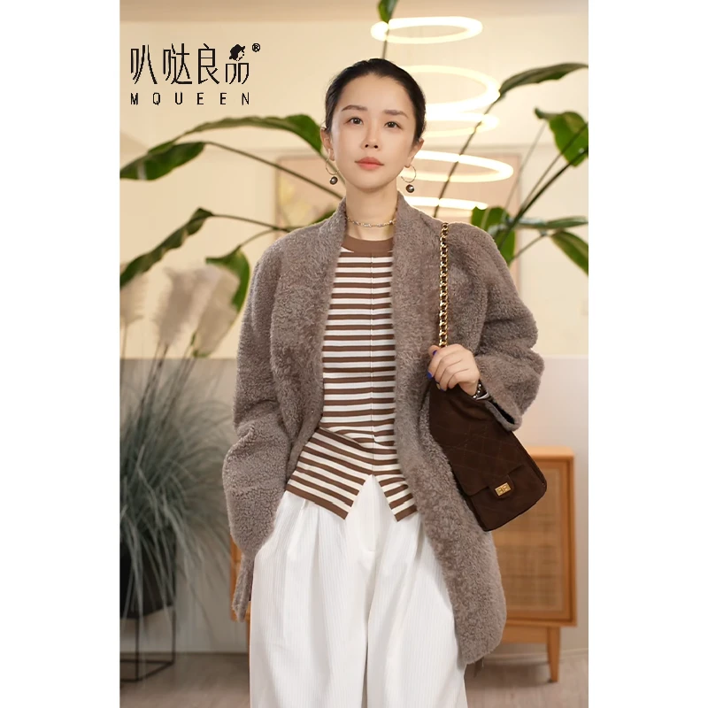 T【叭哒不惑】初学 小拉贡羊皮毛一体时尚百搭宽松舒适