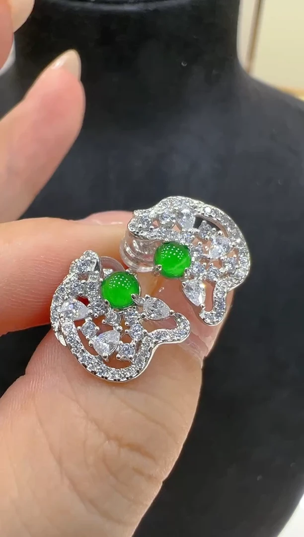 银S925镶嵌翡翠耳饰多样性团购发一件