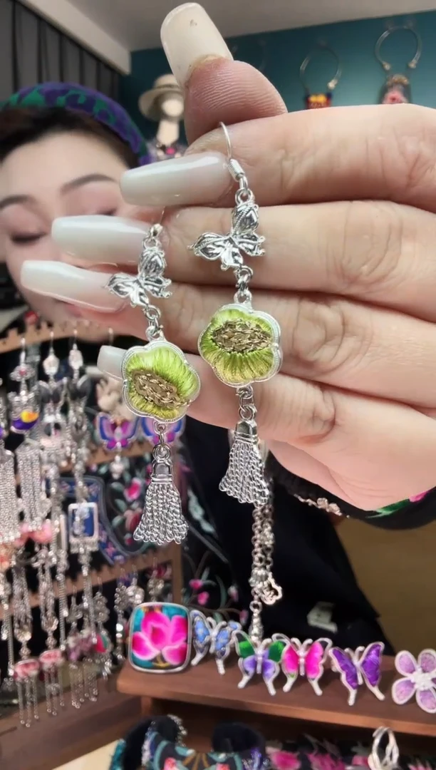 刺绣纯手工民族风刺绣耳环