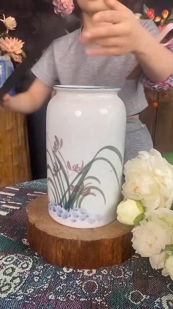 摆件精品陶瓷花器  口径12 高度26