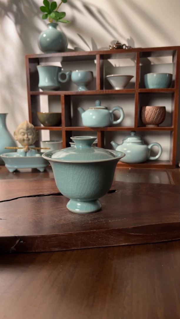 【闪购商品】壶清凉寺仿古釉色元宝二才盖碗