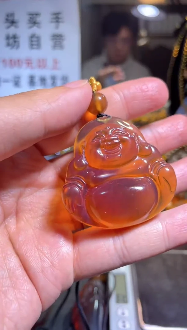 【闪购商品】琥珀裸石未镶嵌棕红珀 大肚佛