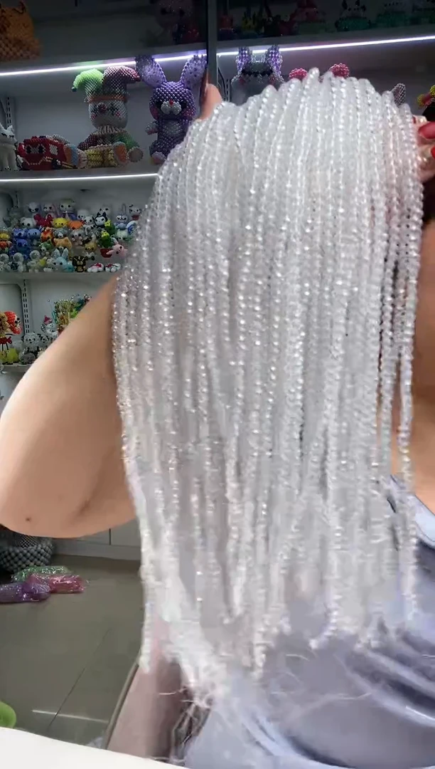 玻璃0902卡4扁水晶10条ab白色